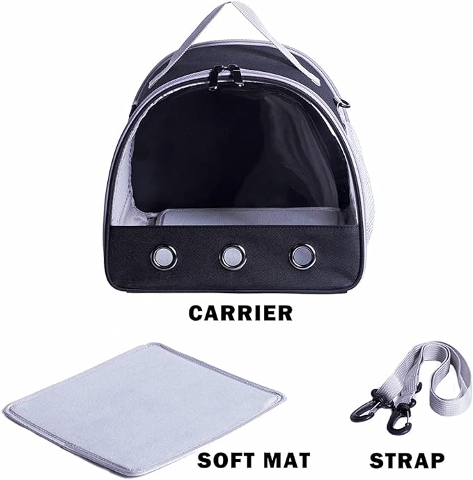 Guinea Pig Carrier Backpack, Clear Bubble Window Backpack for Guinea Pig, Bunny Rat Bird (Black, Carrier)