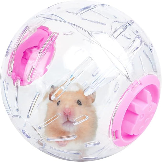 4.9 inch Hamster Ball, for Hamster Less Than 3.9 inch/10cm in Length, Portable and Compact, Hamster Exercise Toys, Pink and Clear