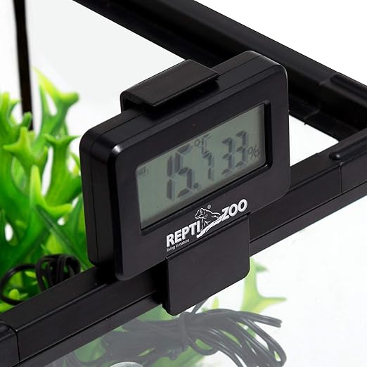 REPTI ZOO Reptile Terrariums Digital Max Min Thermometer Hygrometer with Probes Fit for Reptile Tanks Vivariums Brooders and Incubators, Multiple Mounting Options