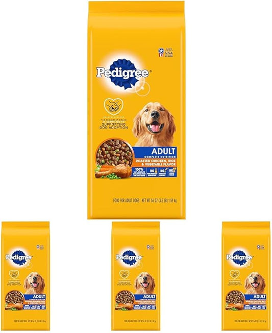 Pedigree Complete Nutrition Adult Dry Dog Food Roasted Chicken, Rice & Vegetable Flavor Dog Kibble, 3.5 lb. Bag (Pack of 4)