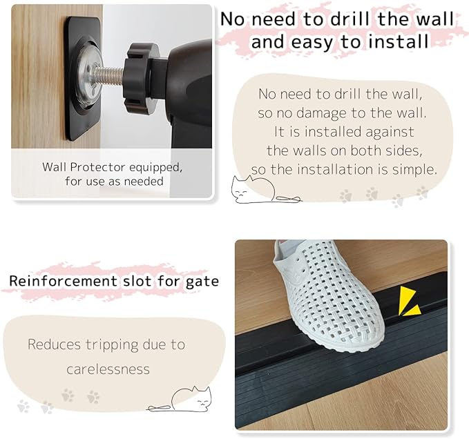 Extra Tall Pet Gate 55.12" High Pressure Mounted 30.12"-34.05" Extra Wide (9 Sizes) 1.37" Gap for Cat Dog Children Stairs Doorway Hallway No Drilling Auto-Close (30.12"-34.05", Black)
