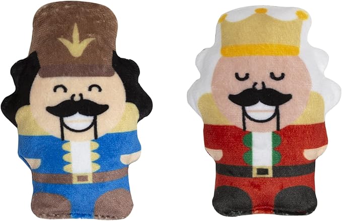 Pearhead Holiday Nutcrackers Cat Toy Set, Christmas Pet Owner Gift, Interactive Play Crinkle and Rattle Toys with Catnip Pouch, Holiday Cat Toy Set of 2