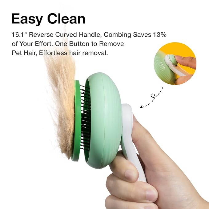 Cat Brush for Shedding, Pet Grooming Self Cleaning Slicker Cats & Dogs, Deshedding Easily Removes Tangles Hair and Loose Undercoat, Mats Tangled Shedding (Green)