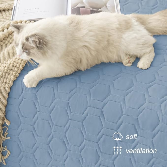 Waterproof & Anti-Slip Dog Bed Cover and Pet Blanket Sofa Pet Bed Mat ，car Incontinence Mattress Protectors Furniture Couch Cover for Most Cats Dogs, Pets<52x82-Stoneblue>