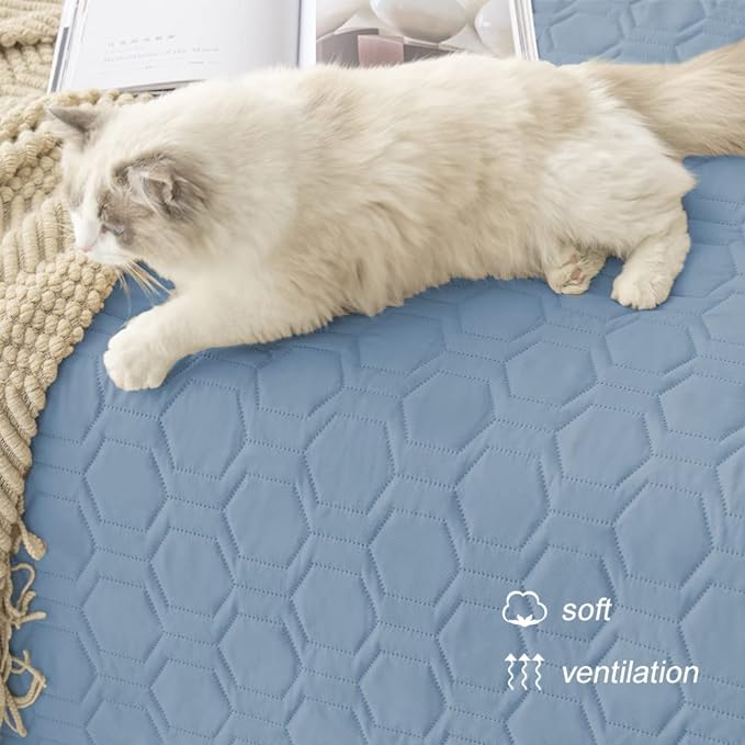 Waterproof and Anti-Slip Dog Bed Cover and Pet Blanket Sofa Pet Bed Mat ，car Incontinence Mattress Protectors Furniture Couch Cover for Most Cats Dogs, Pets<82x102-Stoneblue>