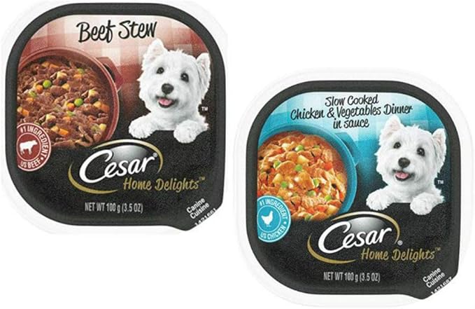 Cesar Home Delights Wet Dog Food - 8 Flavor Variety Pack, 3.5 Oz Each - Pack of 8 Plus My Buddy Notepad (9 Items Total)