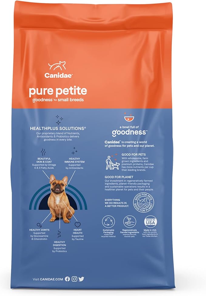 Canidae Pure Grain Free Petite Small Breed Limited Ingredient Diet Raw Coated with Fresh Salmon Dry Dog Food, 10 lbs