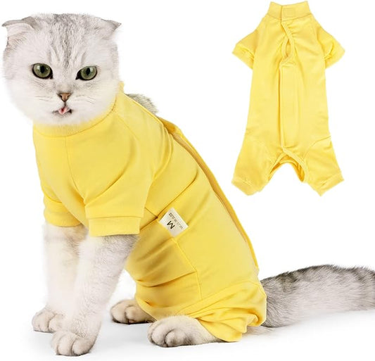 Cat Surgical Recovery Suit Professional for Male Female Dog Abdominal Wounds Cone E-Collar Alternative, Anti-Licking Or Skin Diseases Pet Surgical Recovery Pajama Suit, Soft Fabric Onesie for Cats