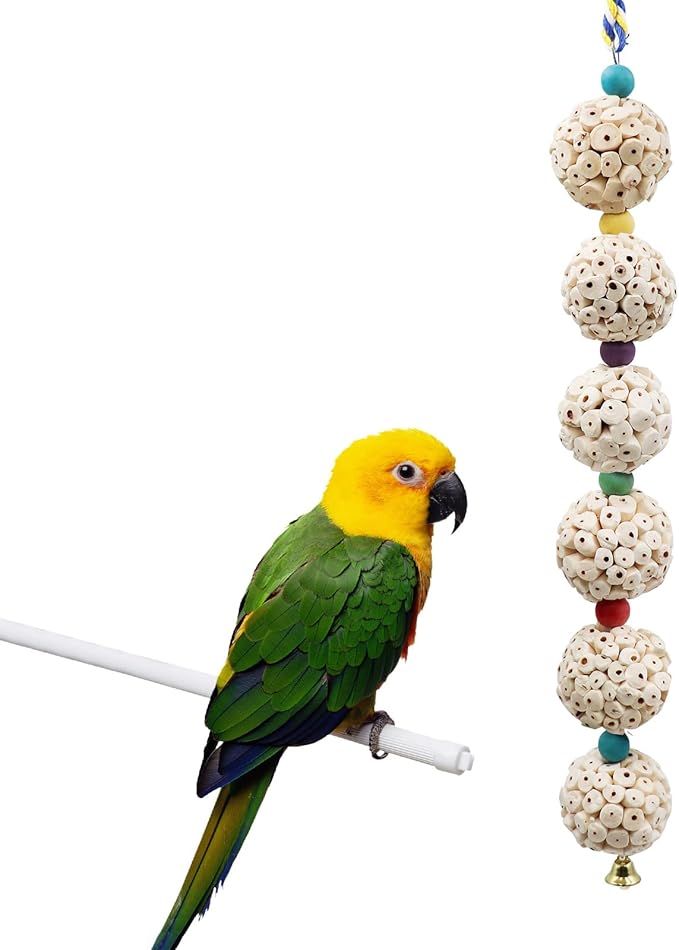 Bird Chewing Toy, Bird Sola Ball Toy with Bell, Bird Cage Accessories, Cage Toys for Cockatiel Parakeet Parrot Budgies Rat Hamster Chinchilla Rabbit Bunny African Grey