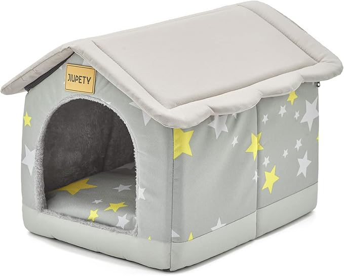 Jiupety Cozy Pet Bed House, Indoor/Outdoor Pet House, S Size for Cat and Small Dog, Warm Cave Sleeping Nest Bed for Cats and Dogs, Gray