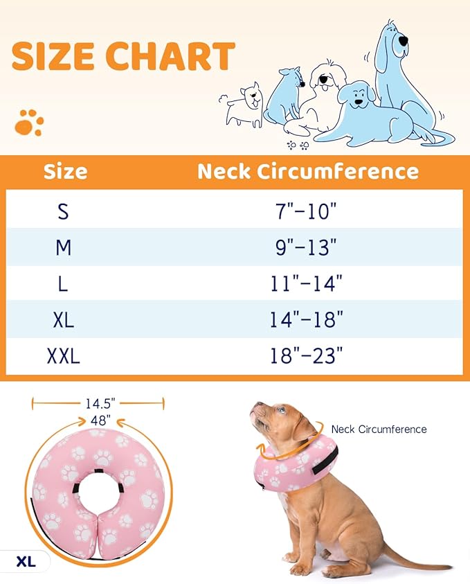 Supet Inflatable Dog Cone Collar Alternative After Surgery, Dog Neck Donut Collar Recovery E Collar for Neuter, Soft Dog Cone for Small Medium Large Dogs