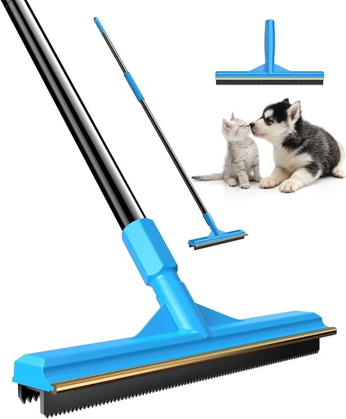 57''Pet Hair Removal Tool,Adjustable Long Handle Carpet Rake Cat Dog Hair Remover,Innovative Design Pet Hair Deep Carpet Cleaner Scraper for Fur Rug,Stairs,Couch& Hard-to-Reach Places (Extra Large)