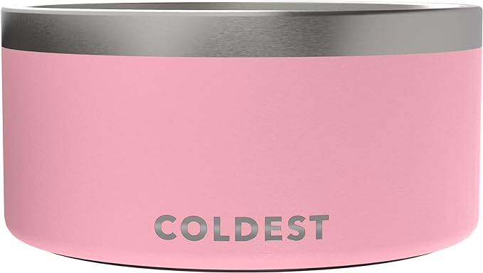 Coldest Dog Bowl, Anti Rust Metal & Non Slip Dog Bowls Large, Spill Proof Heavy Duty 3 Layers Insulated Dog Bowl, Food & Water Bowl for Dogs, Cats, Dishwasher Safe (200 oz, Cotton Candy Pink)