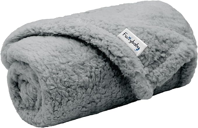 furrybaby Dog Blanket Soft Dog Blankets for Small Dogs Puppy Essentials Washable Sherpa Fleece Cat Blanket 24x32 Inches for Bed Furniture Couch Sofa (Small, Grey)