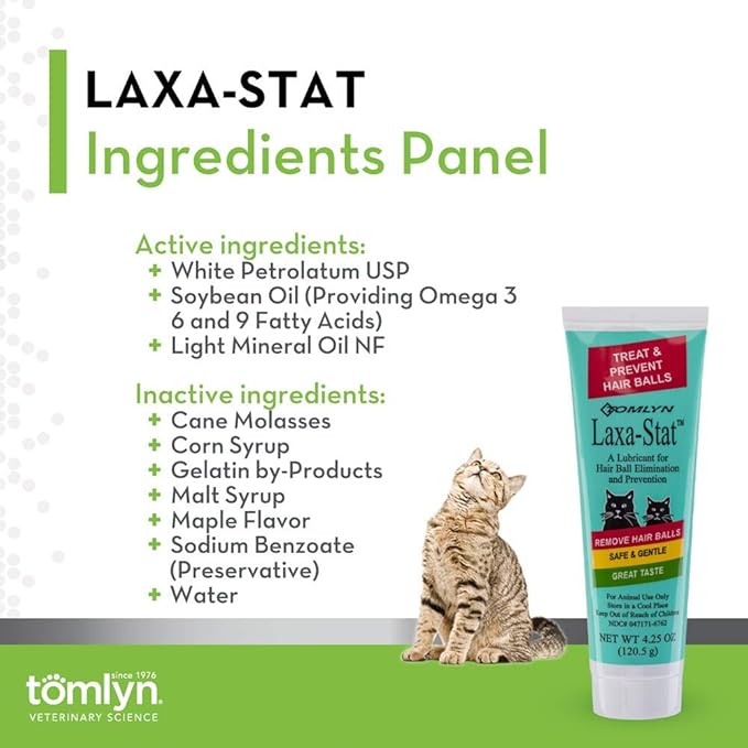 Tomlyn Laxa-Stat Maple-Flavored Hairball Remedy Gel for Cats, 4.25oz