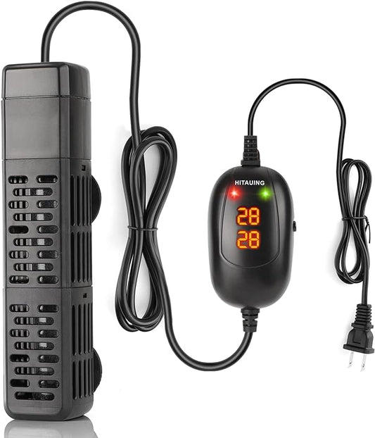 HiTauing Aquarium Heater, 50W/100W/200W/300W/500W Submersible Fish Tank Heater with Over-Temperature Protection and Automatic Power-Off When Leaving Water for Saltwater and Freshwater