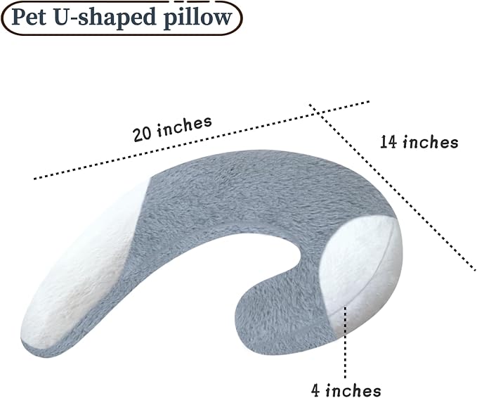 Dog Pillow Dog Calming Pillow Pet Pillow for Indoor Dogs and Cats Dog Neck Pillow Cat Pillow Improve Pet Sleep Gray and White Double Color