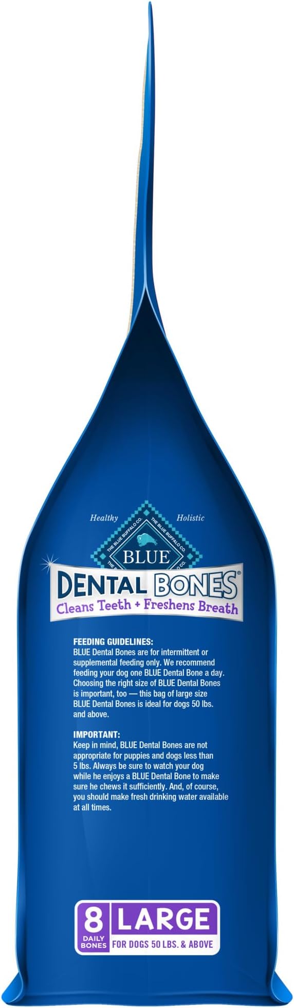 Blue Buffalo Dental Bones Large Natural Dental Chew Dog Treats, (50 lbs and up) 12-oz Bag