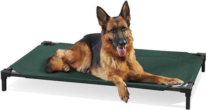 COOLAROO Cooling Elevated Dog Bed PRO, Standard, Fits in 48In Crate, Easy Assembly Frame, Brunswick Green.