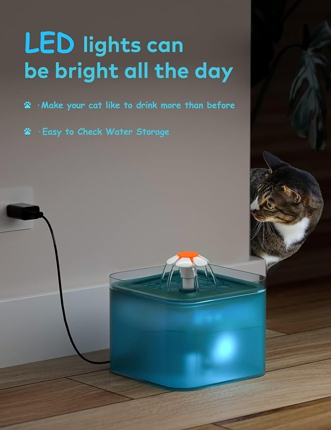 AONBOY Cat Water Fountain with 6 Filters（Green）