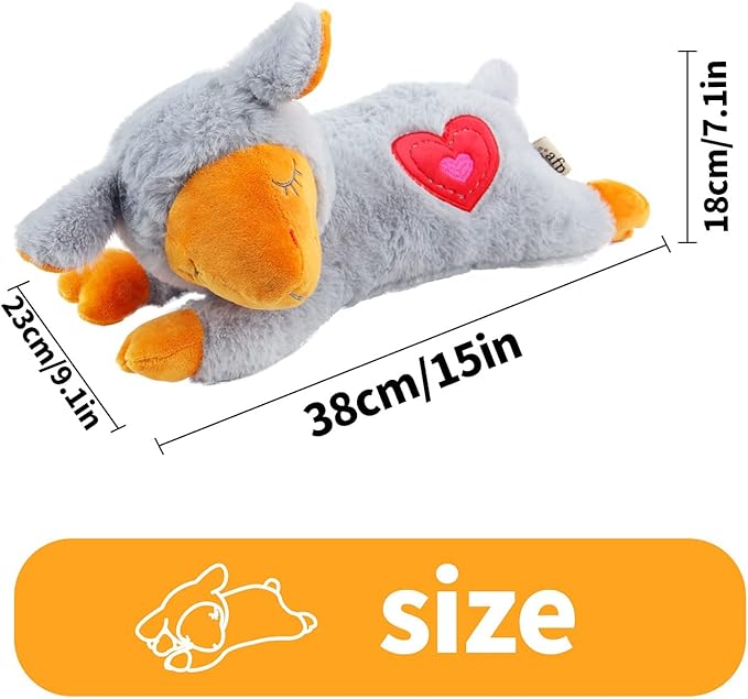 ALL FOR PAWS Dog Stuffed Animals with Heartbeat,Small Dog Toys for Dog Anxiety Relief,Puppy Behavioral Training Aid Toy Dog Stuff (Grey Sheep(Heartbeat + Warm Bag))