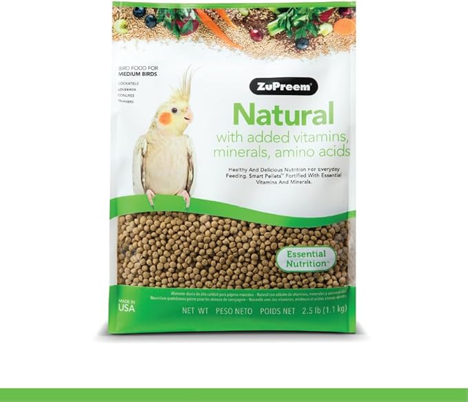 ZuPreem Natural Bird Food - Vitamin Packed Bird Food - Daily Bird Food for Medium Birds - 2.5 lb