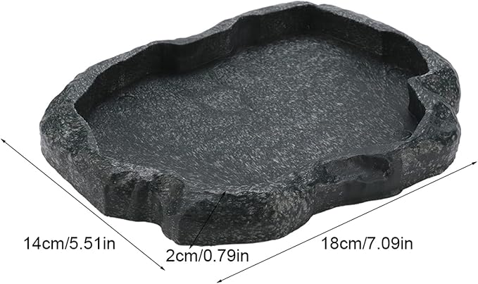 DAUERHAFT Reptile Food and Water Dish Feeder Bowl, Reptile Rock Food Dish for Tortoise Lizard Bearded Dragon Frog Leopard Gecko Snake Chameleon (Emerald Black)