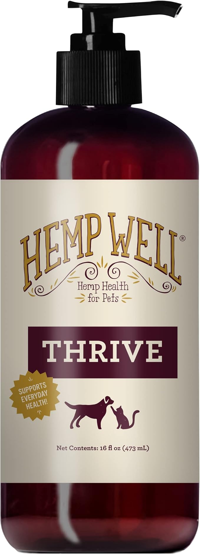 Hemp Well Hemp Thrive Oil for Dogs and Cats – 16 Ounces of Organic Hemp Oil Supplement for Dog and Cat Health, Calming, Joint Support, ImmuneHealth, and Itchy Skin Relief