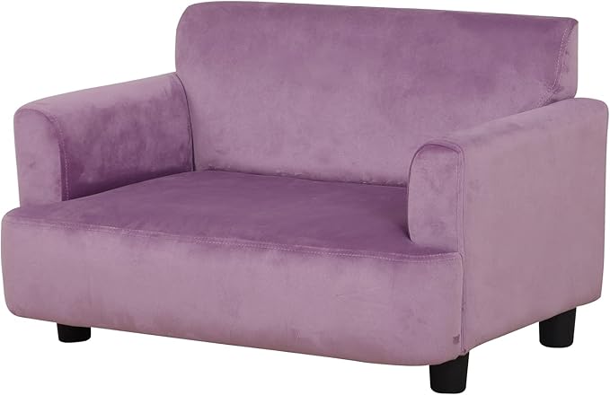 Dog Sofas and Chairs for Small Pet, Pet Sofa Bed with Wooden Frame and Velvet Fabric, Upholstered Dog Bed,Cat Sofa Chair for 45 Pounds Small Animal Using,Purple