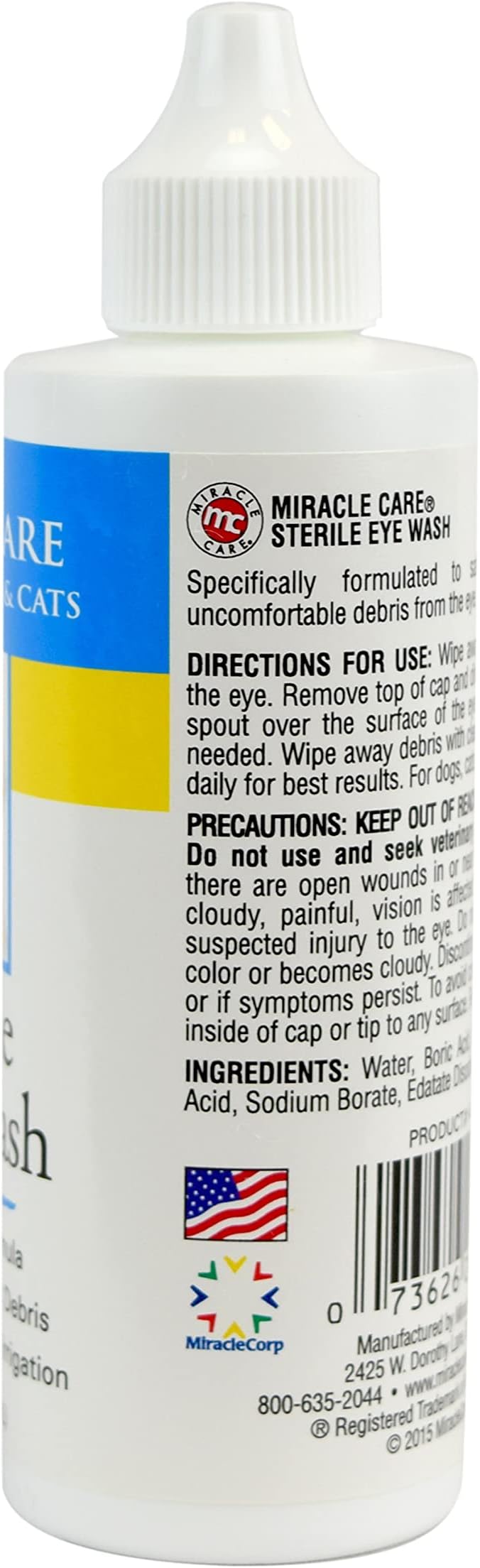 Sterile Eye Wash - 4 oz; Cat and Dog Eye Drops Formulated to Remove Eye Debris, Soothing Eye Wash Solution for Dogs and Cats