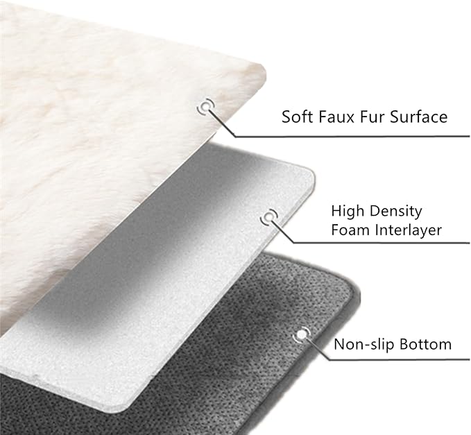 2-Pack 12" x 22" Faux Rabbit Fur Pet Bed Mats, Non-Shedding and Non-Deforrable