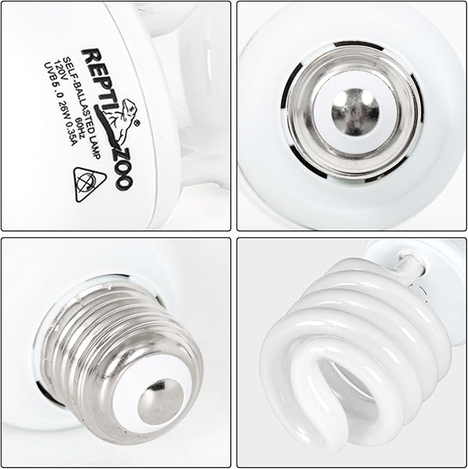 REPTIZOO Reptile Heat Lamp Combo Pack, 100W UVA Daylight Basking Spot Light Heating Lamp and 26W UVA UVB Reptile Light Energy Saving Spiral Compact Lamp UVB Bulb 5.0