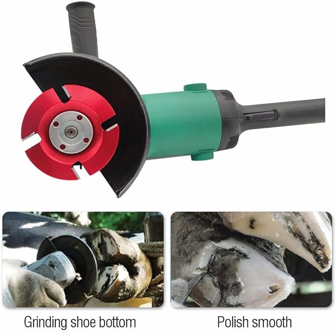 Cattle Hoof Trimming Cutter Double-Sided Livestock Cow Hoof Trimming Disc Tools with 4 Sharper Cutter Head-Red