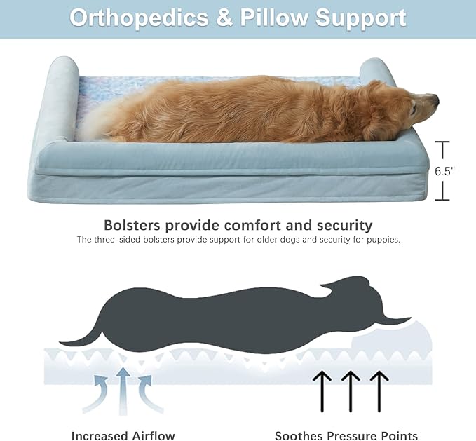 BFPETHOME Dog Beds for Large Dogs, Orthopedic Dog Bed for Medium Large Dogs,Big Waterproof Couch Dog Pet Bed with Removable Washable Cover