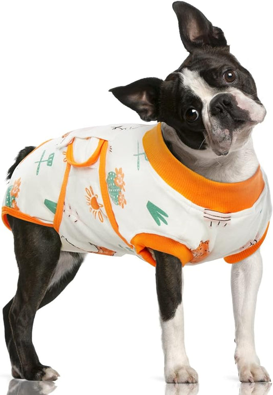 FUAMEY Recovery Suit for Dogs After Surgery,Soft Breathable Dog Bodysuit E-Collar & Cone Alternative Surgical Suit,Male Female Dog Neuter Spay Suits Anti Licking Wounds Onesie Orange Fox XXL