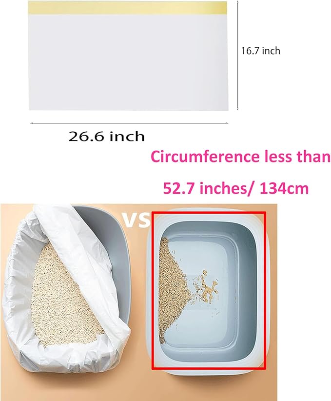 20 Count Cat Drawstring Litter Box Liners 26.6 * 16.7 inches Heavy Duty Leak-proof Cat Poop Bags Extra Durable Cat Litter Box Replacement Waste Bags for Self-Cleaning Litter Box Pet Cat Supplies