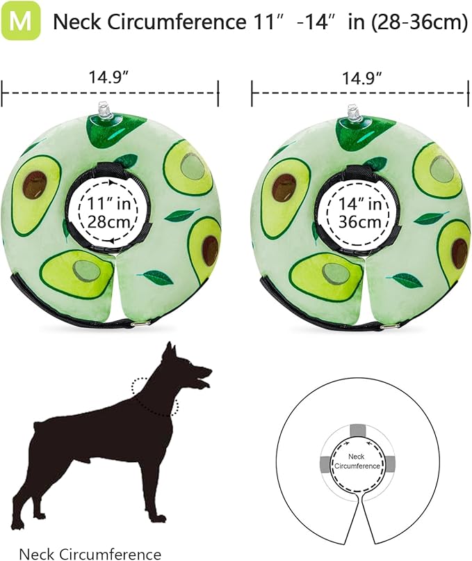 Dog Cone Collar for Small Medium Large Dogs for After Surgery, Pet Inflatable Neck Donut Collar Soft Protective Recovery Cone for Dogs and Cats - Alternative E Collar Does Not Block Vision - Green,M