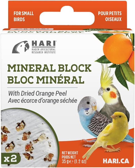 Hari Mineral Block for Birds with Dried Orange Peel, Calcium Supplement Bird Treat (82193)