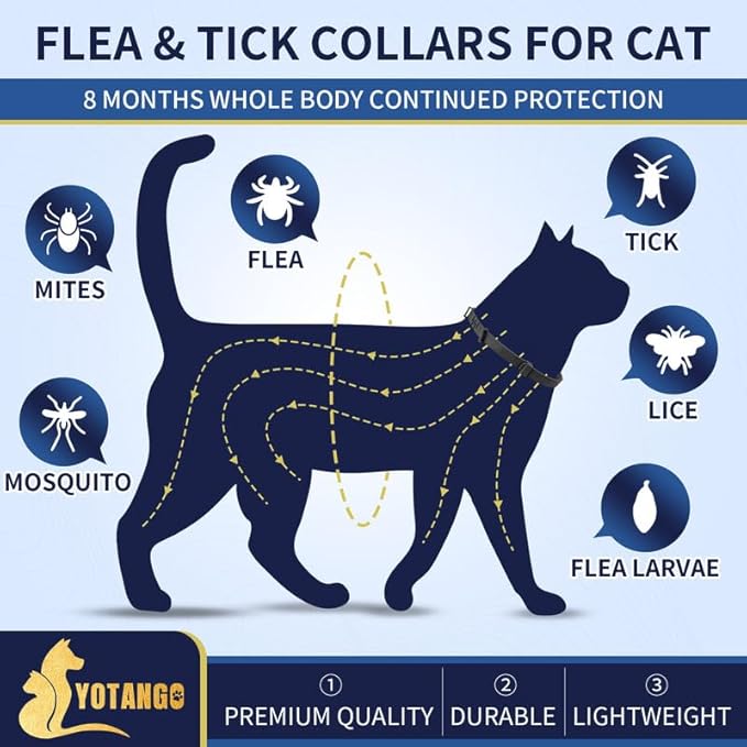 4 Pack Flea Collar for Cats, 32Months Flea and Tick Prevention for Cats, Waterproof Cat Flea Collar, Natural Cat Flea and Tick Treatment, Adjustable Flea and Tick Collar for Cats Kittens(Black&Purple)