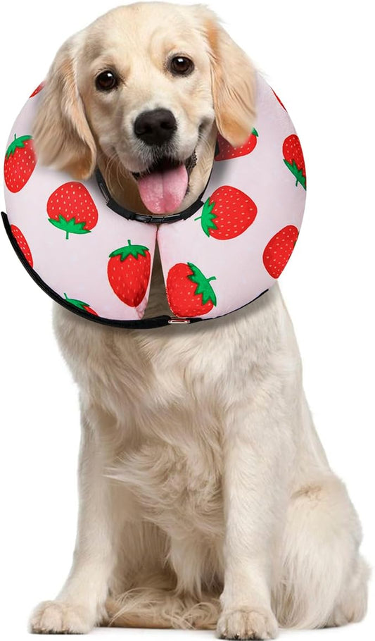 Dog Cone Collar for Small Medium Large Dogs for After Surgery, Pet Inflatable Neck Donut Collar Soft Protective Recovery Cone for Dogs and Cats - Alternative E Collar Does Not Block Vision - Pink,L