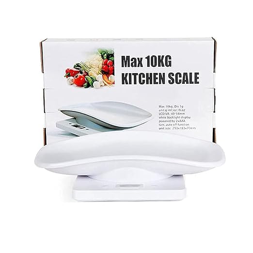 Digital Pet Scale,Small Animal Scale with LCD Display,Multifunction Kitchen Food Scale,Grams Weight Max 22 lbs for Hamster Tortoise Lizard Little Bird, White, (B434F704M1466JLEETB)