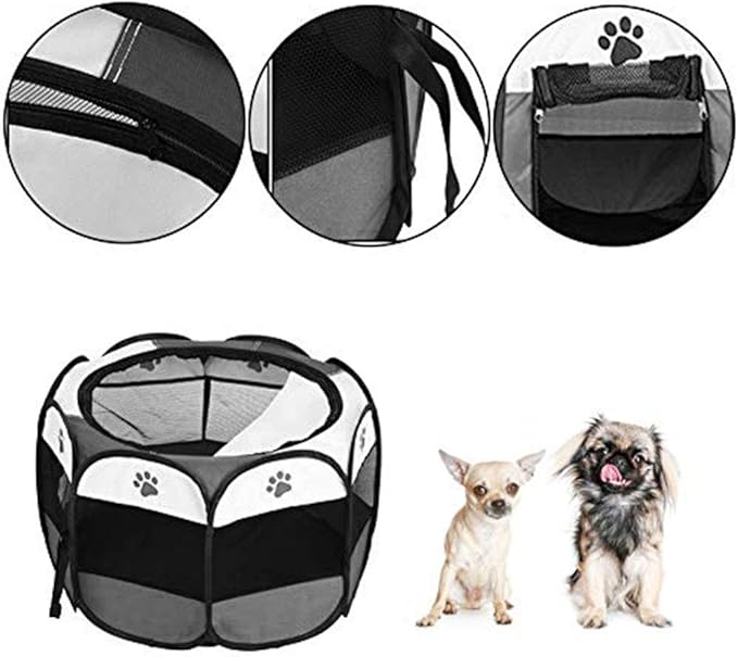 Pet Playpen, Foldable Dog Playpens, Portable Exercise Kennel Tent for Puppies/Dogs/Cats/Rabbits, Dog Play Tent with Removable Mesh Shade Cover for Travel Indoor Outdoor Using