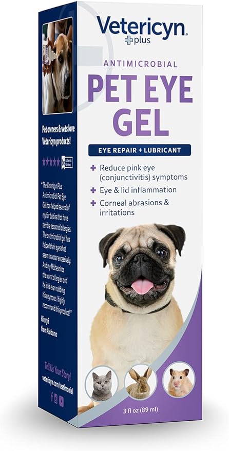 Vetericyn Plus Pet Eye Gel | Dog and Cat Eye Ointment Alternative to Lubricate and Relieve Eye Irritations and Abrasions, Reduce Symptoms of Pink Eye in Dogs and Cats. 3 ounces