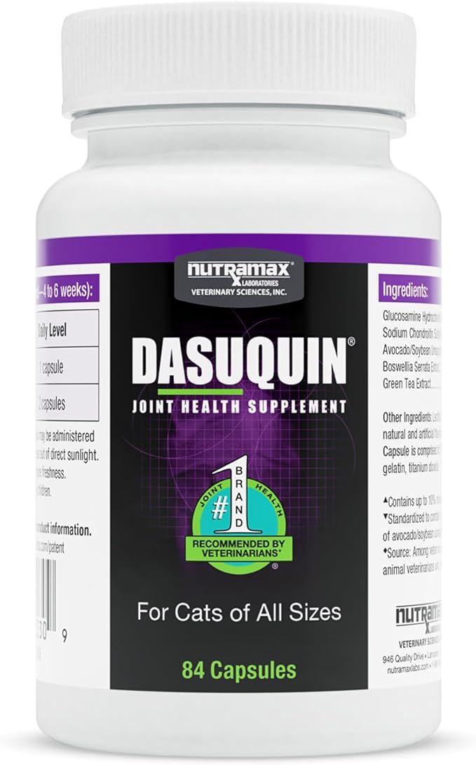 Nutramax Laboratories Dasuquin Joint Health Supplement for Cats - With Glucosamine, Chondroitin, ASU, Boswellia Serrata Extract, and Green Tea Extract, 84 Capsules