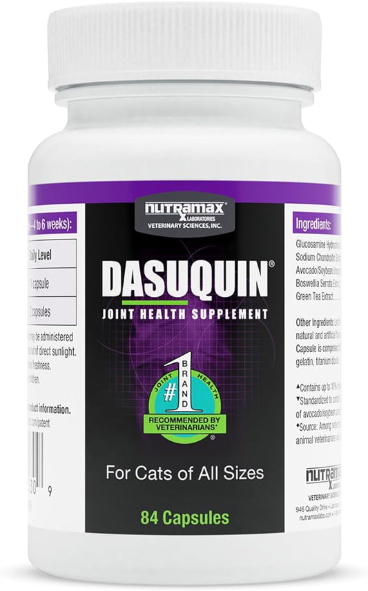 Nutramax Laboratories Dasuquin Joint Health Supplement for Cats - With Glucosamine, Chondroitin, ASU, Boswellia Serrata Extract, and Green Tea Extract, 84 Capsules
