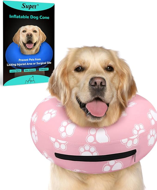 Supet Inflatable Dog Cone Collar Alternative After Surgery, Dog Neck Donut Collar Recovery E Collar for Neuter, Soft Dog Cone for Small Medium Large Dogs