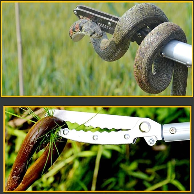 Snake Tong Rattle Snake Reptile Catcher Grabber,with Wide Jaw and Comfortable Grip Handle, Handling Tool Equipped with Snake Hook and Bagging,More Professional