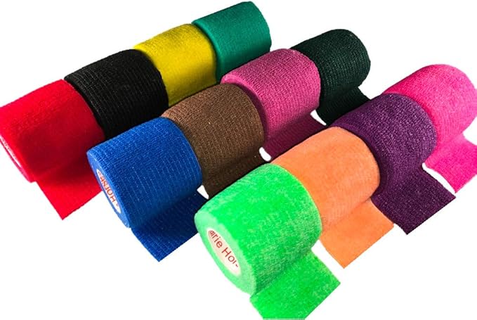 2 Inch Vet Wrap Tape Bulk (Assorted Colors) (Pack of 6) Self Adhesive Adherent Adhering Flex Bandage Grip Roll for Dog Cat Pet Horse