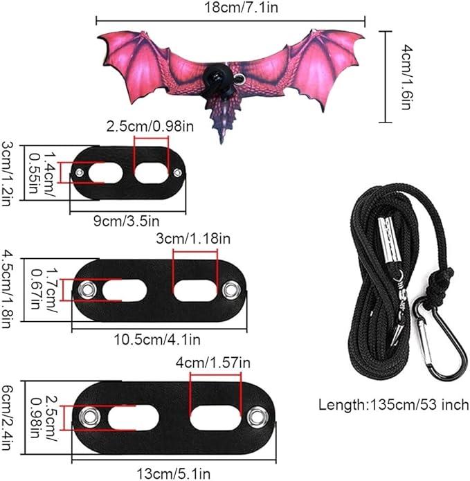 Bearded Dragon Leash, Adjustable Portable Reptile Leash with Cool Wings for Gecko, Bearded Dragon, Chameleon, Iguana, Hamster, Guinea Pig (S+M+L)