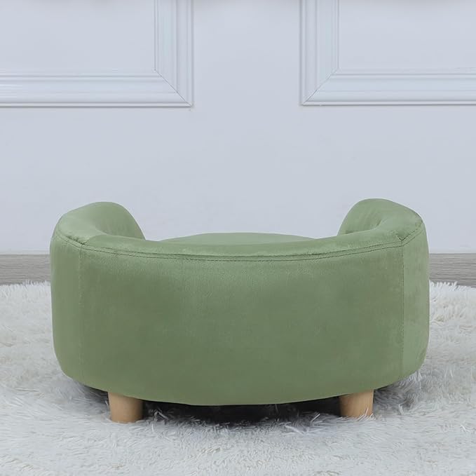 Dog Sofas and Chairs for Small Pet/Dog Sofa Chair with Soft Velvet Fabric / /Wooden Frame Cat Sofa Chair/Dog Sofa Bed with Washable Cushion for Small Dog Rest Using (green)